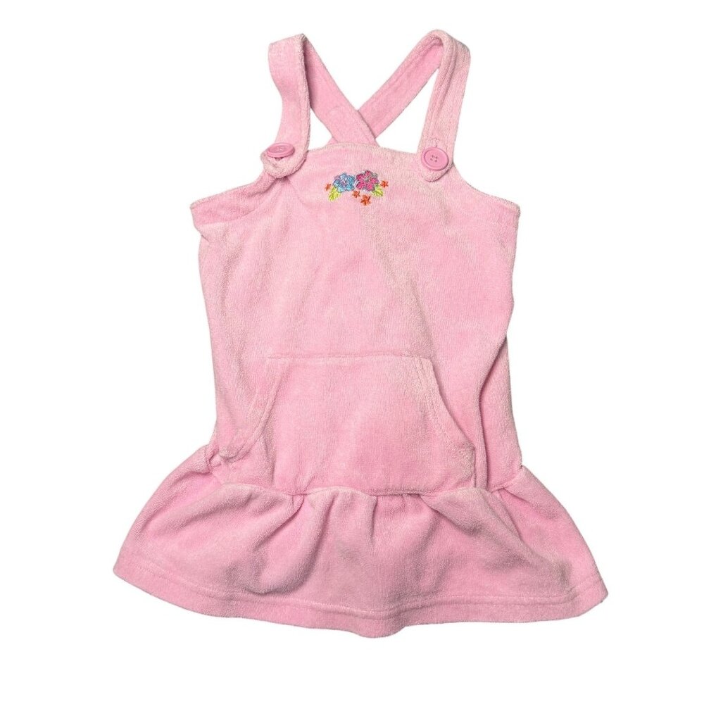 Children’s Place 3T Pink Terry Jumper Dress Cute Floral Hibiscus Casual Everyday
